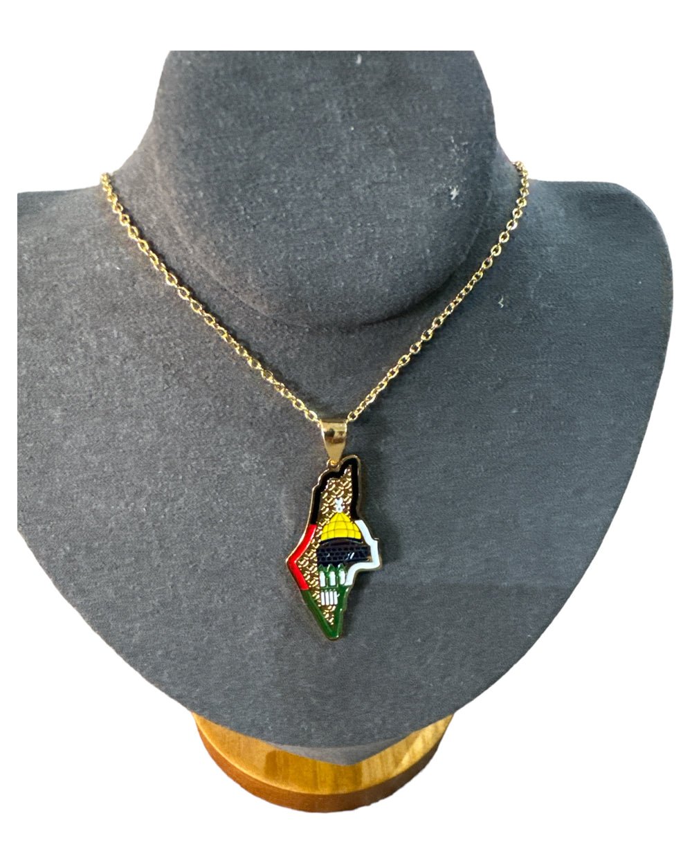 Legacy Gold Medallion Necklace: Palestine Map and Dome of the Rock