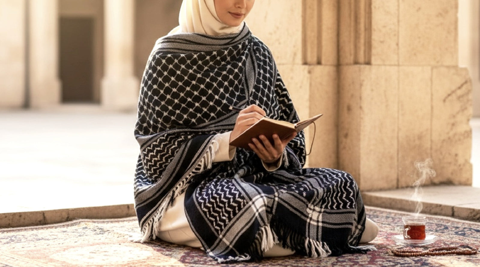 Heritage in Every Thread – The Legacy Keffiyeh Shawl White &amp; Black