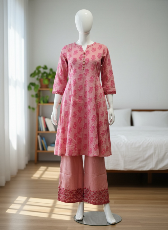 Blush Petal Lawn Co-Ord Set (Extra Small)