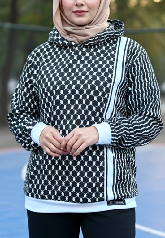 Winter Exclusive: Women Black & White Keffiyeh Hoodies - First in Australia