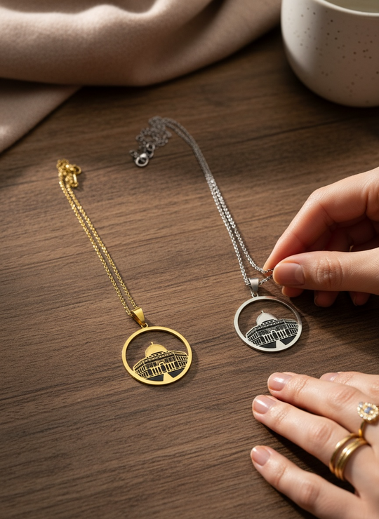 Dome of Devotion Necklace – Timeless Symbol of Faith (Gold & Silver Edition)