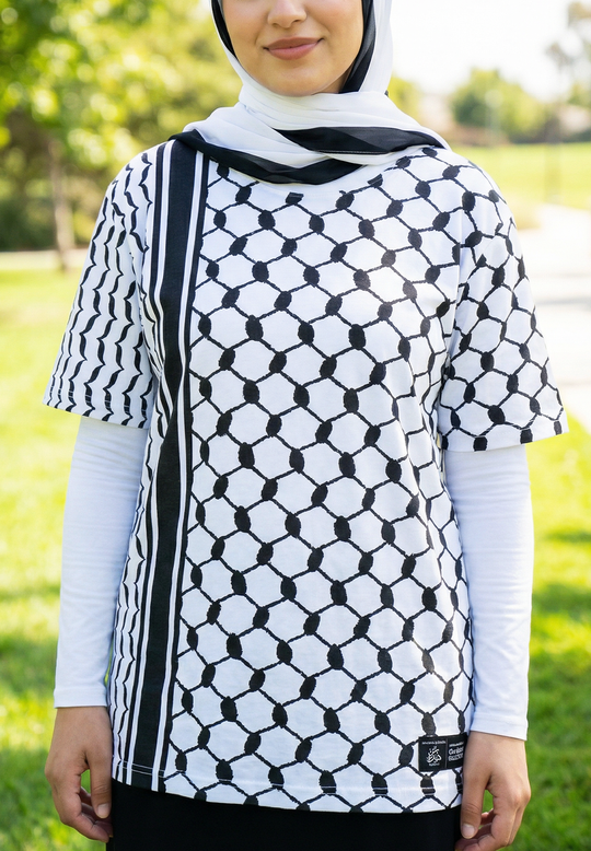 Women Palestine Keffiyeh Black & White T-Shirt