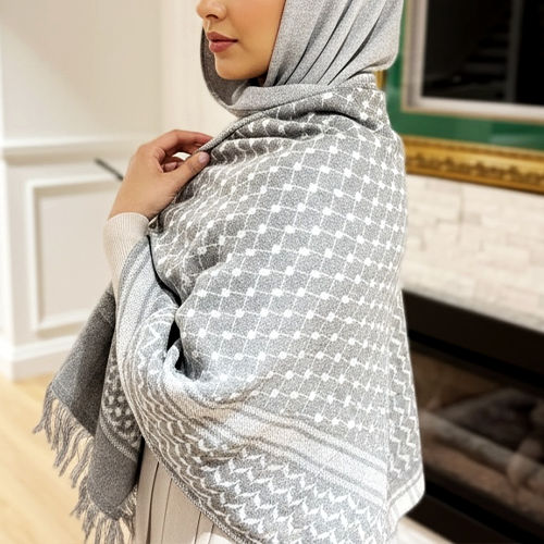 Silver Legacy Keffiyeh Shawl – Heritage Edition (Women)