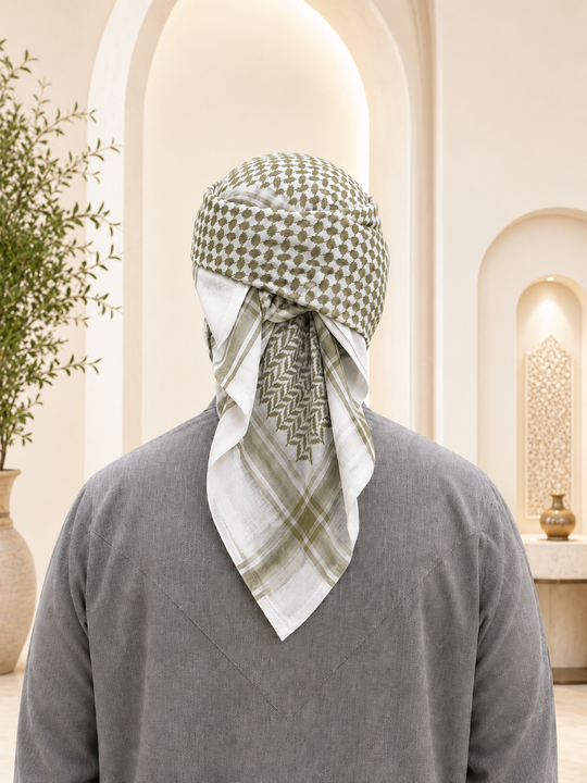 Olive Green & White - Hamdania