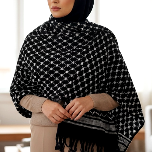 The Midnight Legacy Keffiyeh Shawl – Black Edition (Women)