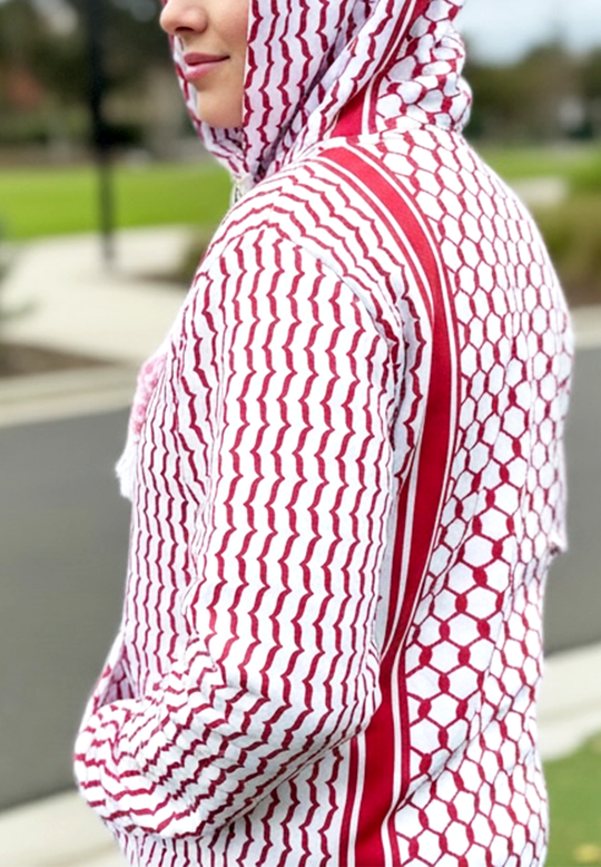 Women White & Red Keffiyeh Hoodie | Winter Exclusive Australia