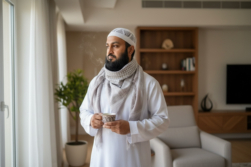 The Silver Sand Shemagh – Classic Bedouin Weave