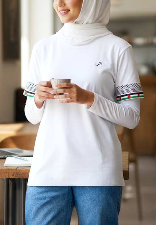 Women White T-Shirt Code 970 - Pride of Palestine Design
