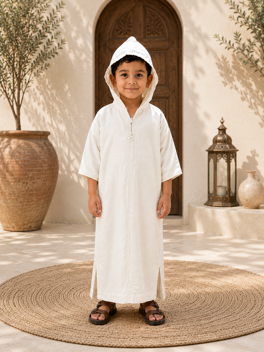 Kids Moroccan Thobe with Hoodie – Classic Heritage Meets Cozy Design