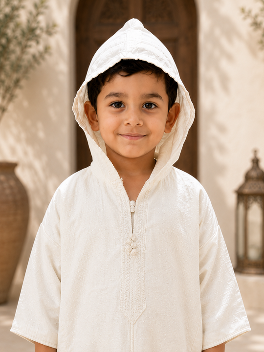 Kids Moroccan Thobe with Hoodie – Classic Heritage Meets Cozy Design