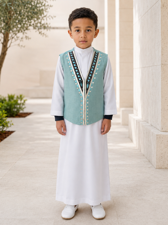 Kids Bespoke Embroidered Vest – A Touch of Tradition with Contemporary Elegance
