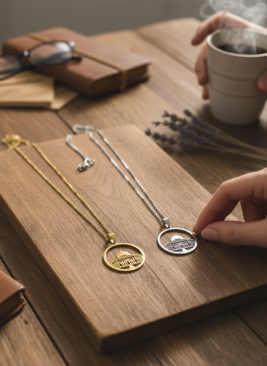 Dome of Devotion Necklace – Timeless Symbol of Faith (Gold & Silver Edition)