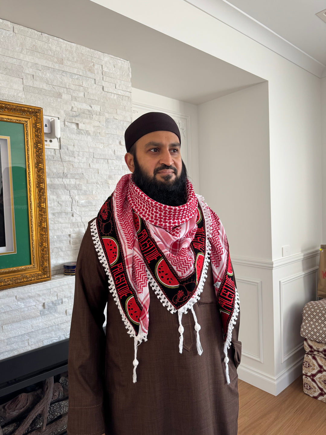Palestine Keffiyeh Red & White: Watermelon Edition