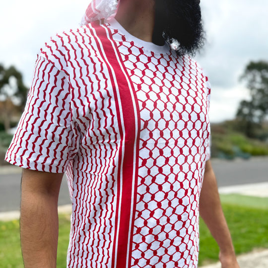 Palestine Keffiyeh White & Red T-Shirt