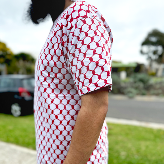 Palestine Keffiyeh White & Red T-Shirt