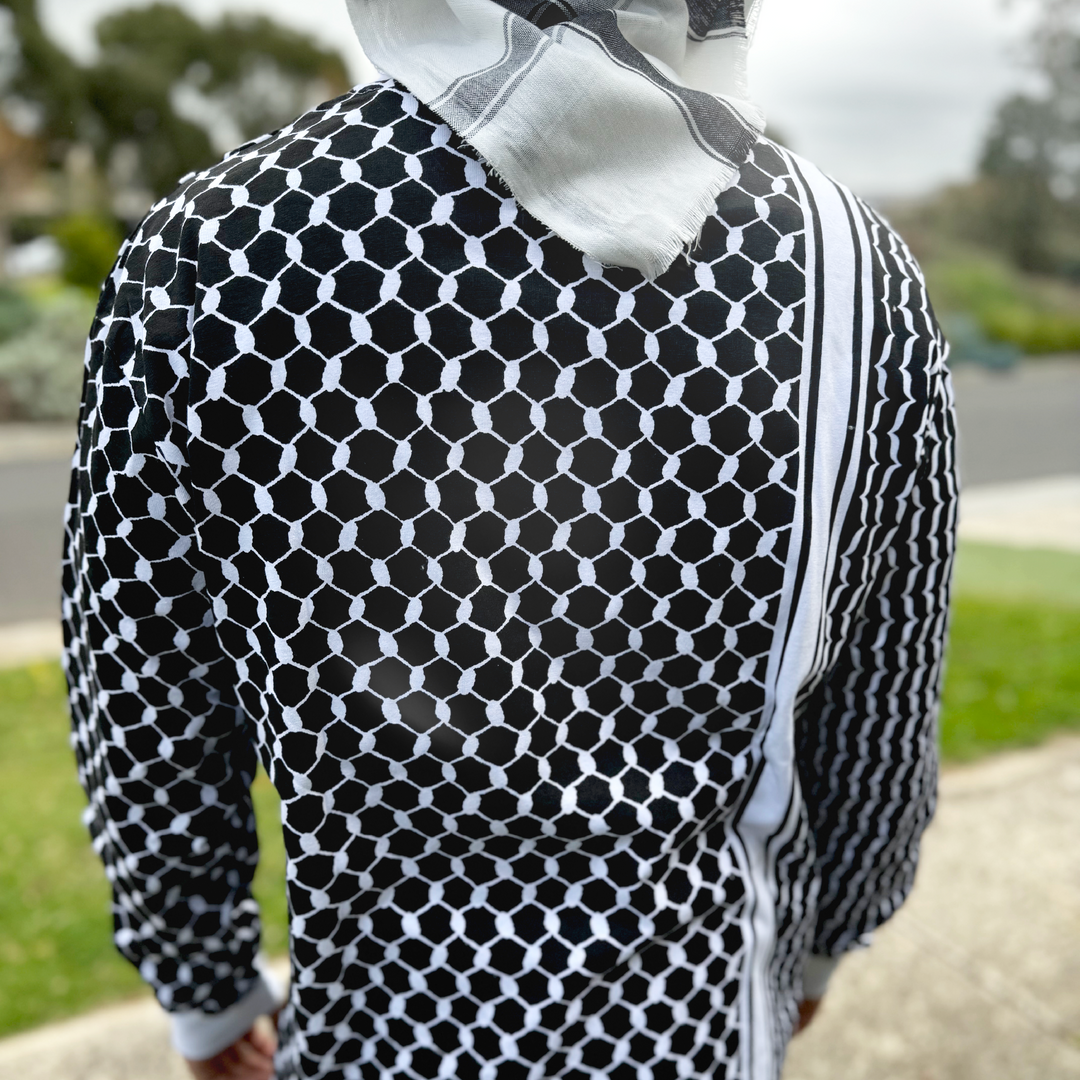 Adult Keffiyeh Black & White Full Sleeves T-Shirt