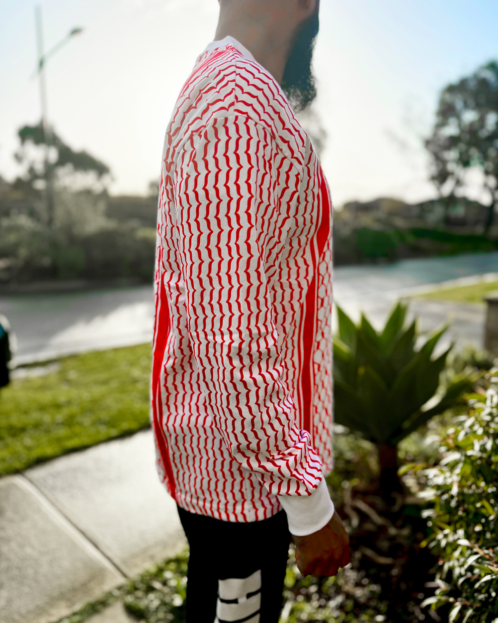 Adult Keffiyeh White & Red Full Sleeve T-Shirt