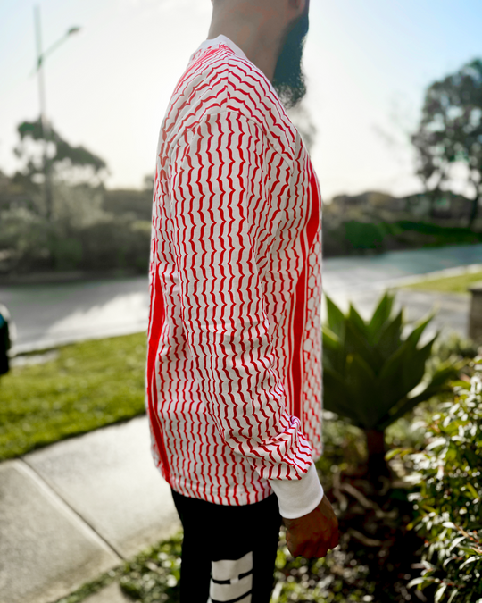 Palestine Keffiyeh White & Red Full Sleeve T-Shirt