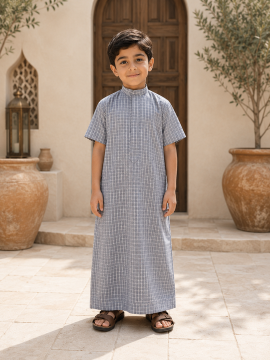 Kids Half-Sleeve Jalabiyyah – Everyday Comfort with a Kuwaiti Twist