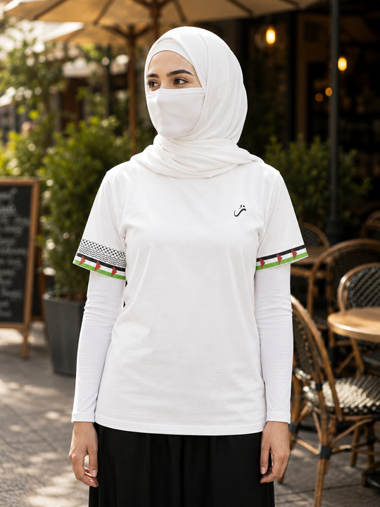 Women White T-Shirt Code 970 - Pride of Palestine Design
