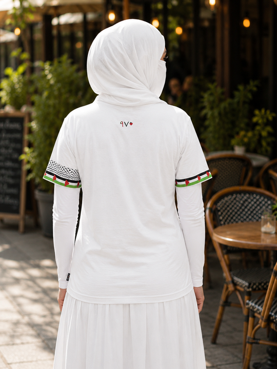 Women White T-Shirt Code 970 - Pride of Palestine Design