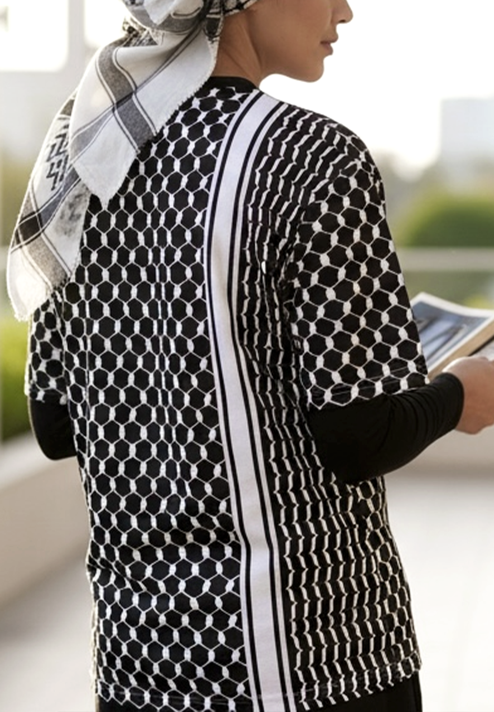 Women Palestine Keffiyeh Black & White T-Shirt