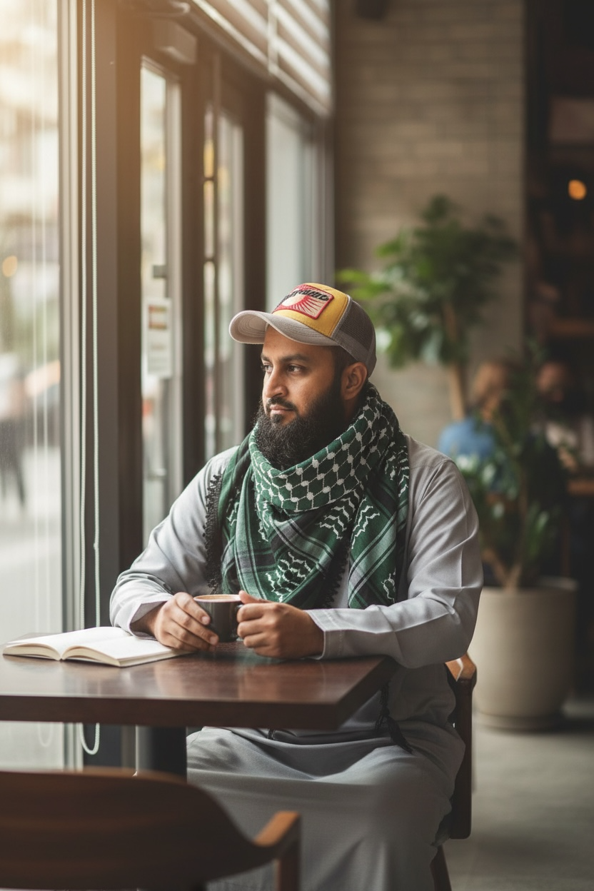 Zuhd Keffiyeh – Green, White & Black Pattern