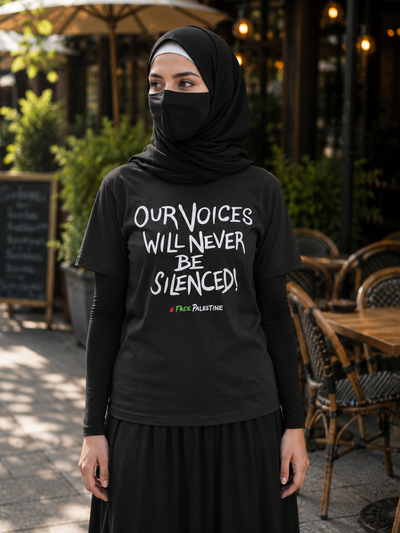 Women Black T-Shirt with Inspirational Palestine Support Print