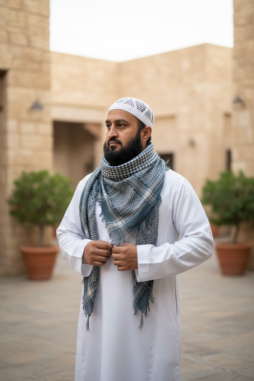 The Teal Warrior Shemagh – Classic Palestine Weave