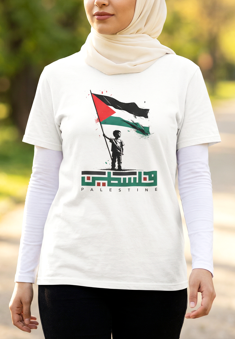 Women White Palestine T-Shirt – Dream of Freedom Artwork