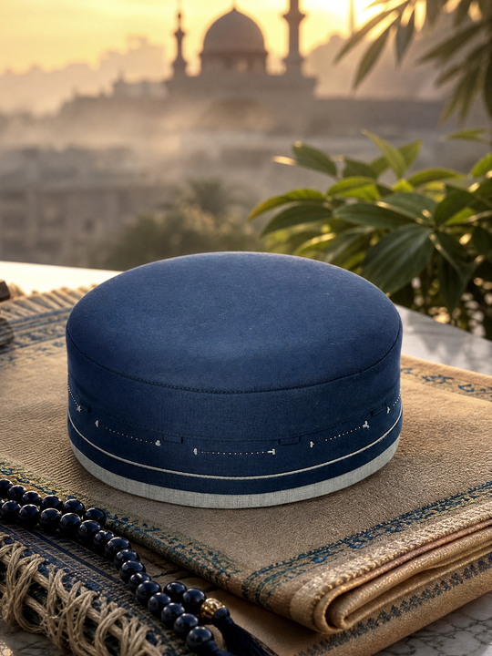 Zuhd Blue & Grey Soft Sunnah Cap 1
