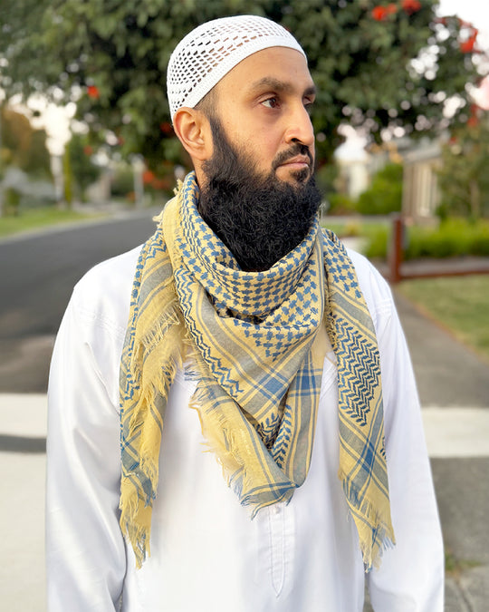 Yellow & Navy Blue Keffiyeh Shemagh