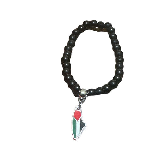 Heritage Halo : Bracelet perlé fabriqué à la main avec carte de Palestine suspendue 