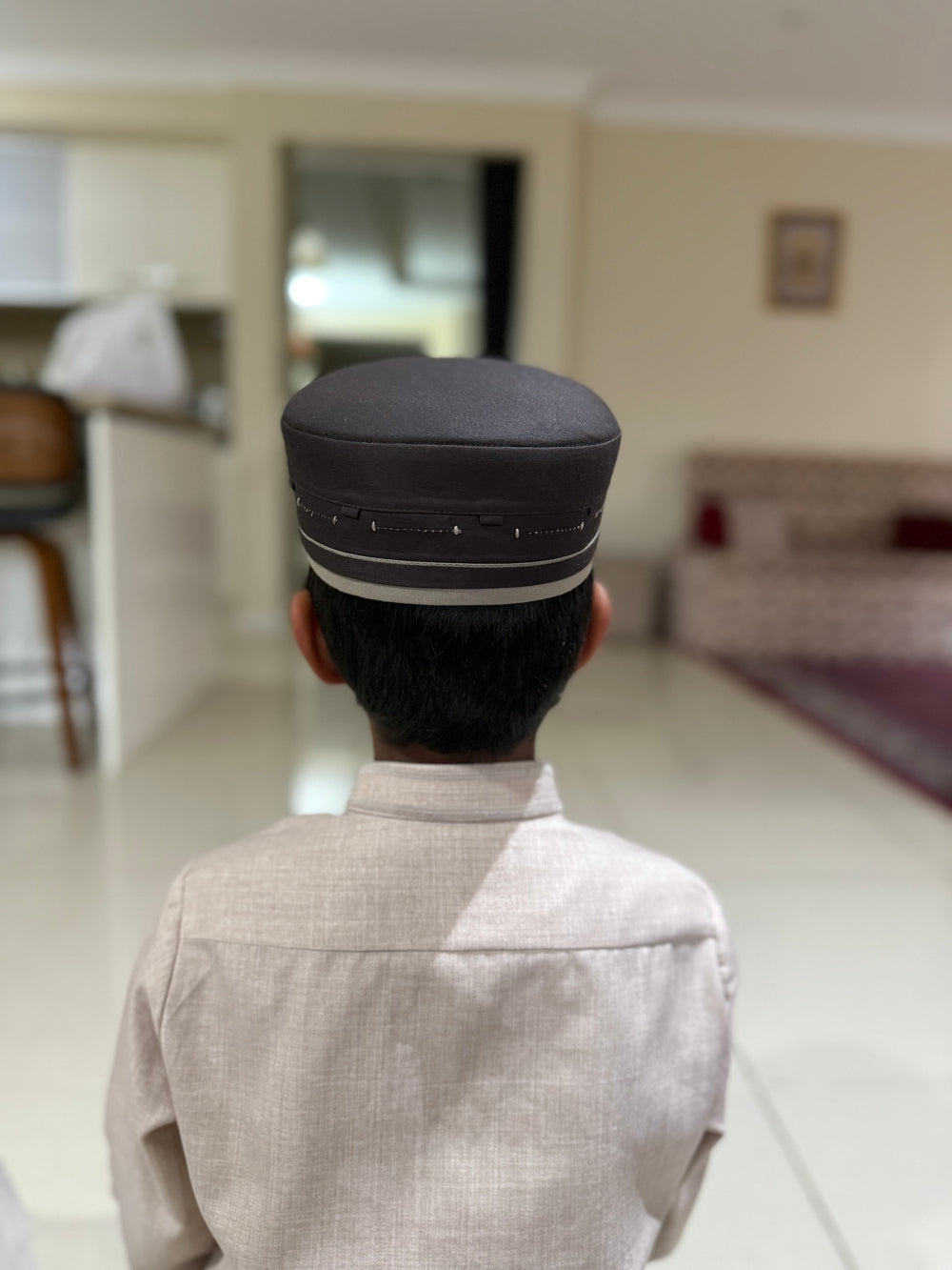 Zuhd Dark Brown & Beige Soft Sunnah Cap