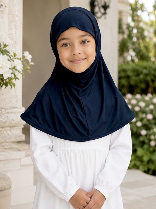 Zuhd Plain Style Dark blue Hijabs