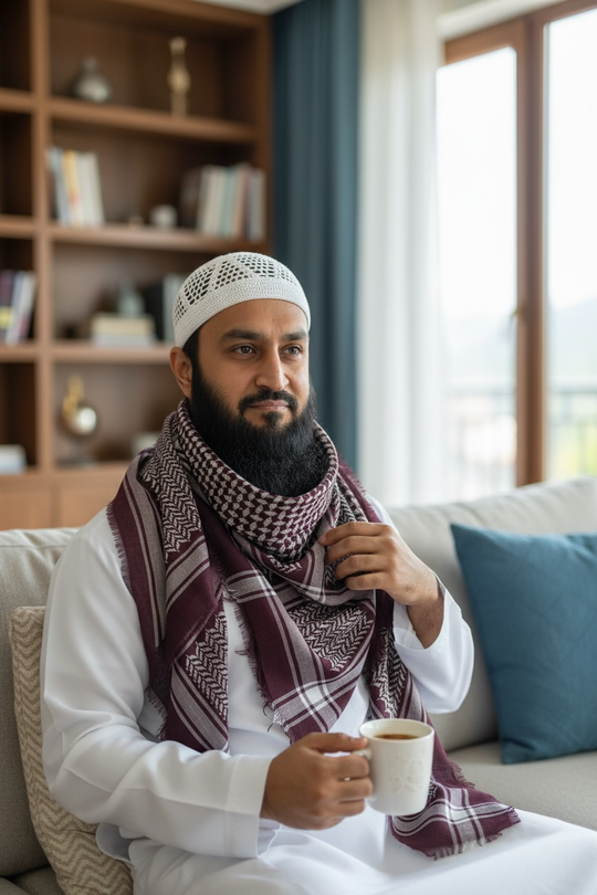 The Royal Maroon Shemagh – Timeless Keffiyeh Collection