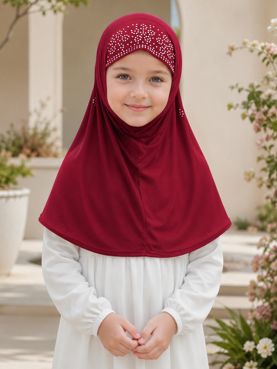 STONES DECORATED Red HIJAB