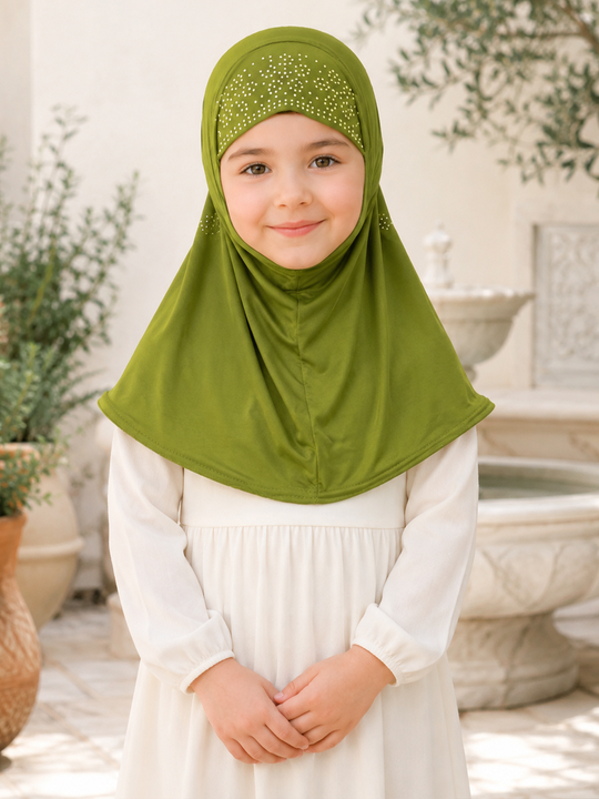 STONES DECORATED green HIJAB