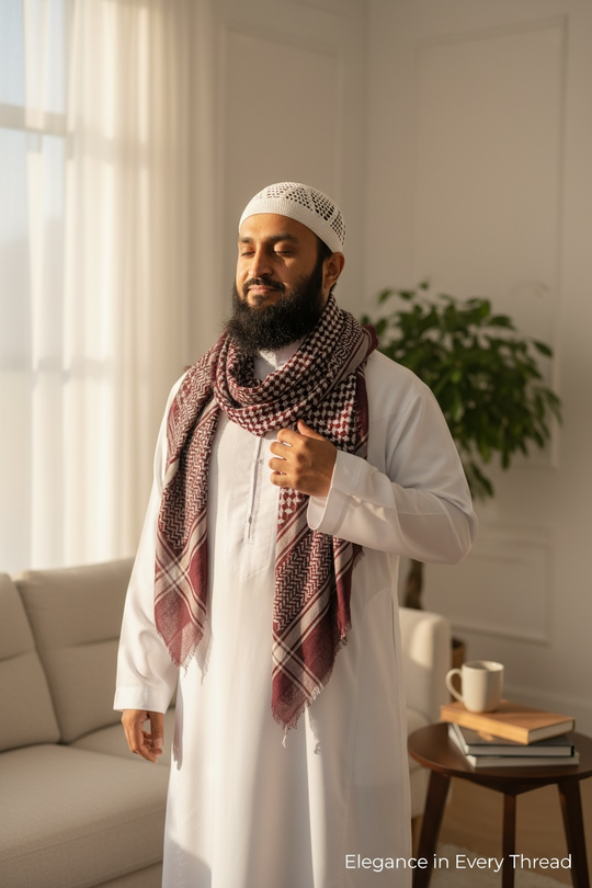The Royal Maroon Shemagh – Timeless Keffiyeh Collection
