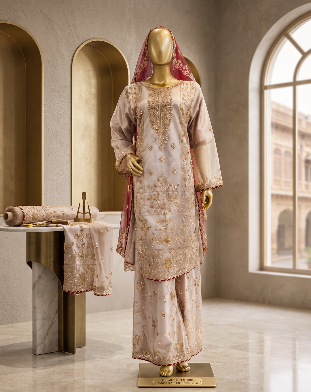 Rose Gold Noor Embroidered Shalwar Kameez