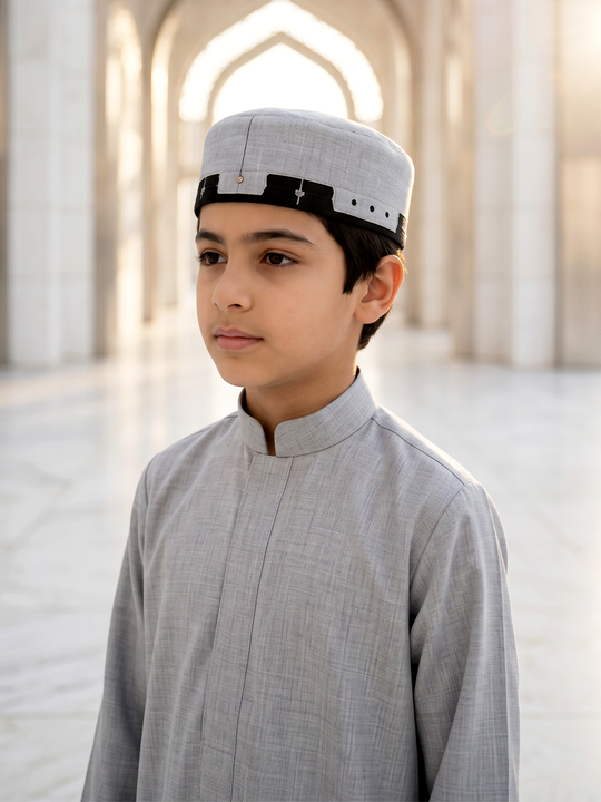 Zuhd Grey & Black Soft Sunnah Cap
