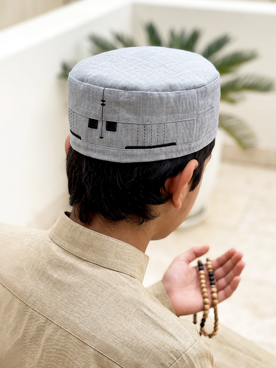 Zuhd Grey & Black Soft Sunnah Cap