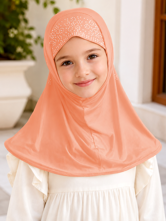 STONES DECORATED LIGHT PEACH HIJAB