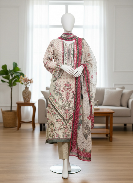 Rose Garden Kaftaan Printed Lawn Set (Large)