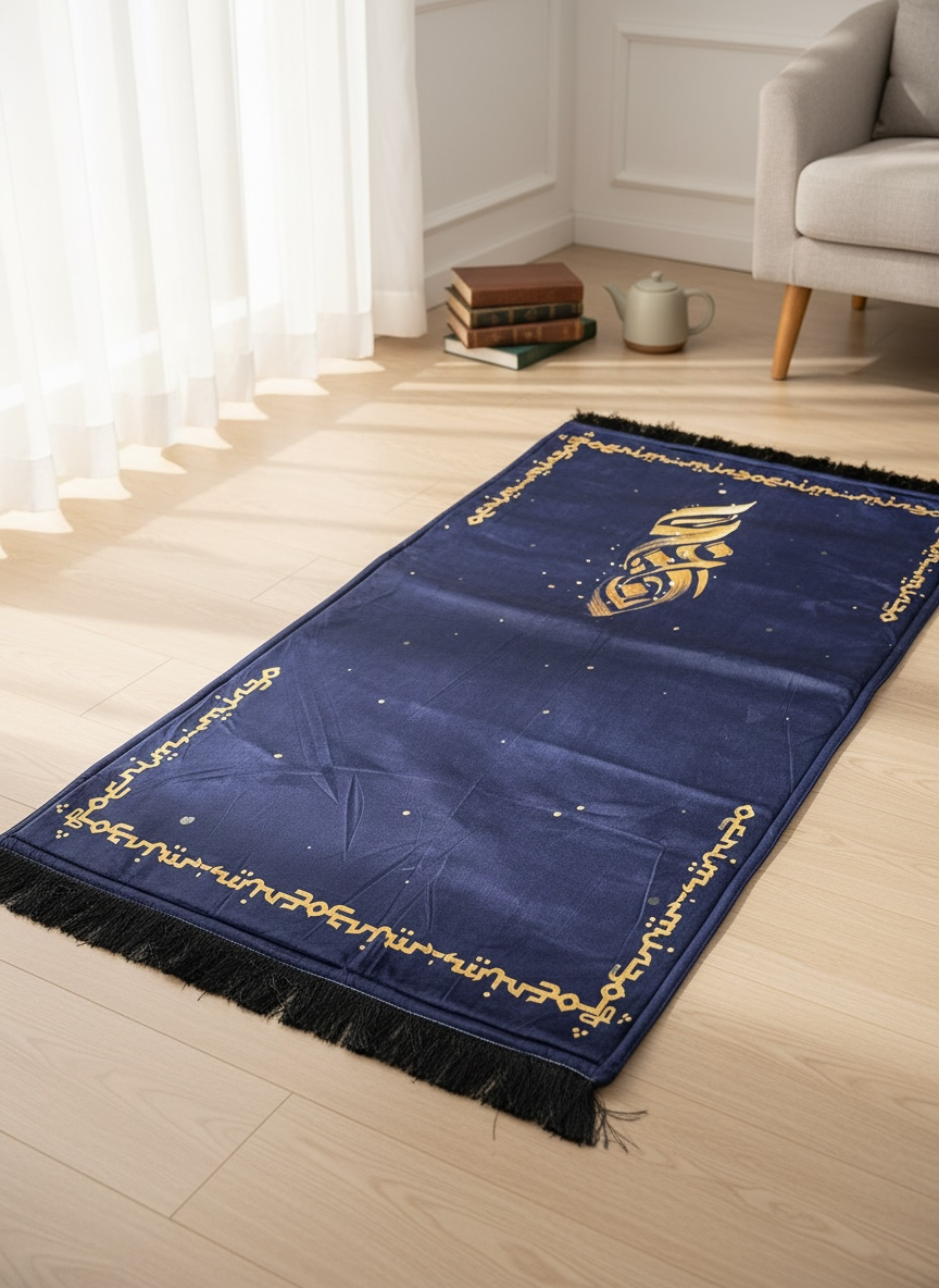 Rumi Prayer Mat - Navy Blue