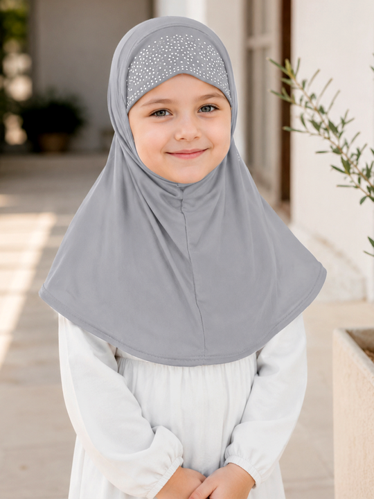 STONES DECORATED grey HIJAB