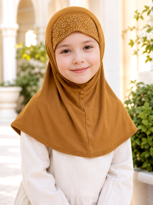 STONES DECORATED GOLDEN HIJAB