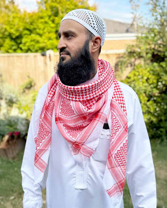 Vibrant Red & White Keffiyeh Shemagh