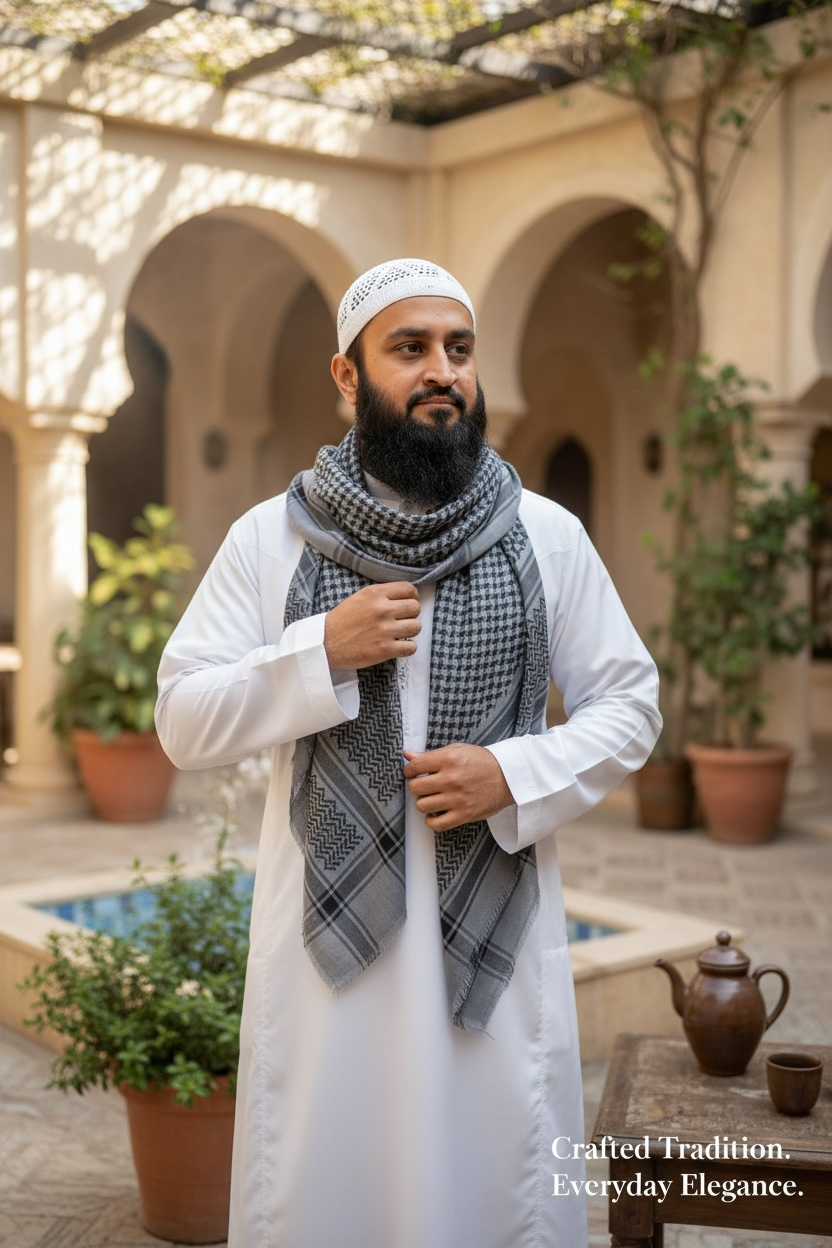 The Grey Falcon Shemagh – Heritage Keffiyeh Edition
