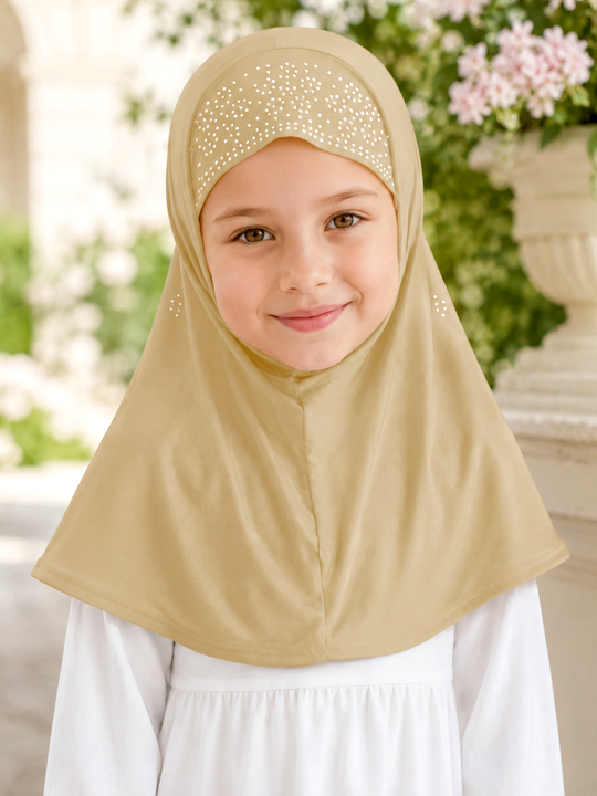 STONES DECORATED BIEGE HIJAB